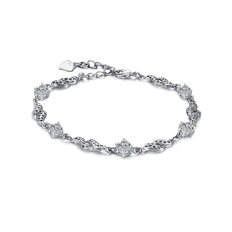 Hochwertiges Weibliches Hohles Platin-Titan-Armband Mit Strass Hochwertiges Weibliches Hohles Platin-Titan-Armband Mit Strass