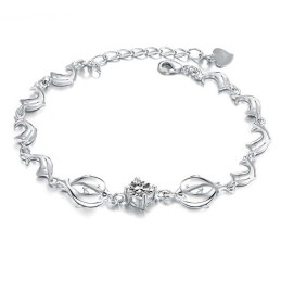 Langlebig Im Gebrauch Weibliches Delphin-Form-Platin-Titan-Armband Mit Diamant