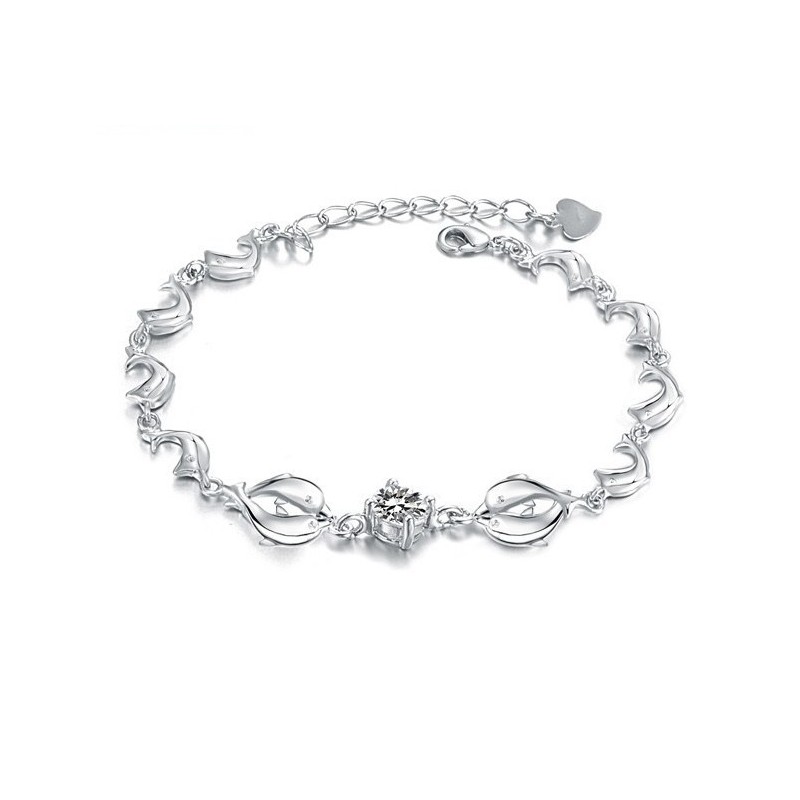 Langlebig Im Gebrauch Weibliches Delphin-Form-Platin-Titan-Armband Mit Diamant Langlebig Im Gebrauch Weibliches Delphin-Form-Platin-Titan-Armband Mit Diamant