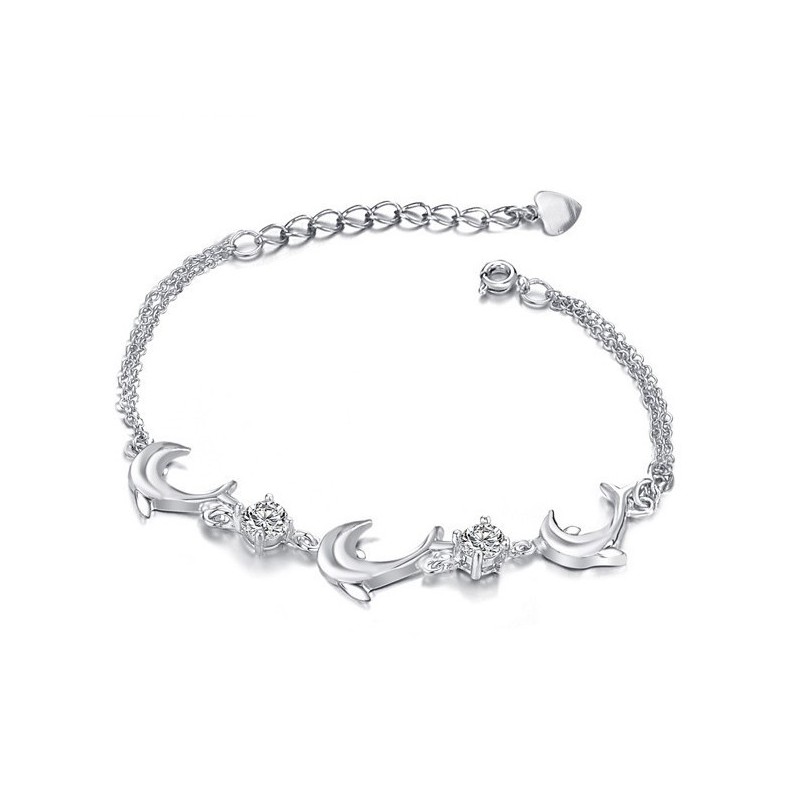 Hochwertiges Weibliches Titanarmband In Delfinform Mit Platinbeschichtung Und Diamant Hochwertiges Weibliches Titanarmband In Delfinform Mit Platinbeschichtung Und Diamant