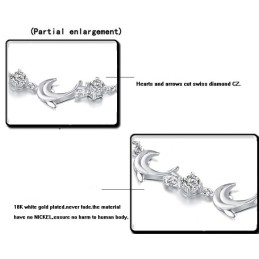 Hochwertiges Weibliches Titanarmband In Delfinform Mit Platinbeschichtung Und Diamant