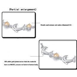 Hochwertiges Weibliches Titanarmband In Delfinform Mit Platinbeschichtung Und Diamant