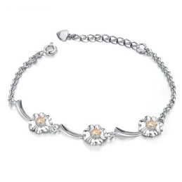 Langlebiges, Weibliches, Platiniertes Titanarmband In Kleeblattform