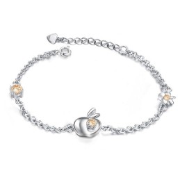 Komplett In Spezifikationen Weibliche Apfelform Platiniertes Titanarmband Mit Diamant