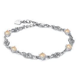 Hochwertiges Weibliches Hohles Platin-Titan-Armband Mit Diamant