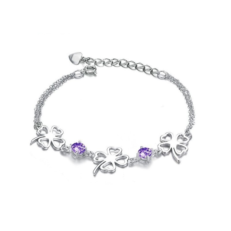 Hochwertiges Damenarmband Aus Platiniertem Titan In Kleeblattform Hochwertiges Damenarmband Aus Platiniertem Titan In Kleeblattform