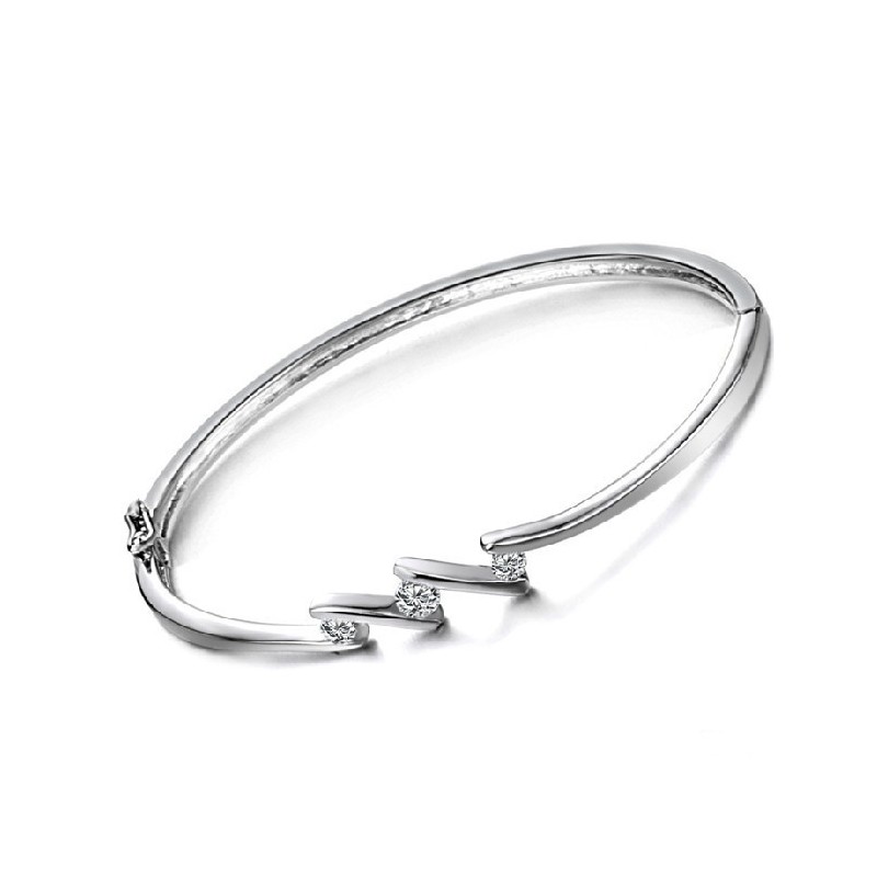Qualität Und Quantität Garantiert, Allergiefrei, Platin-Plattiert, Titan-Armreif Mit Strasssteinen Qualität Und Quantität Garantiert, Allergiefrei, Platin-Plattiert, Titan-Armreif Mit Strasssteinen