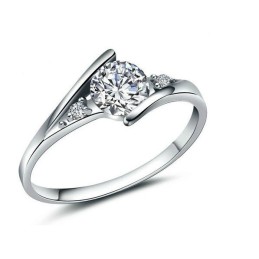 Langlebig Im Einsatz Weiblicher Platinierter Titanring Mit Strass