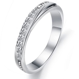 Hochwertiger Damenring Aus Platiniertem Titan Mit Strass