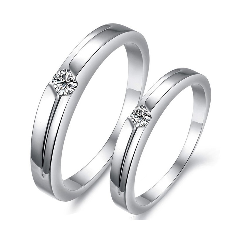 Stabiler Qualitäts-Platinierungs-Titanring Für Liebhaber Mit Strass Stabiler Qualitäts-Platinierungs-Titanring Für Liebhaber Mit Strass
