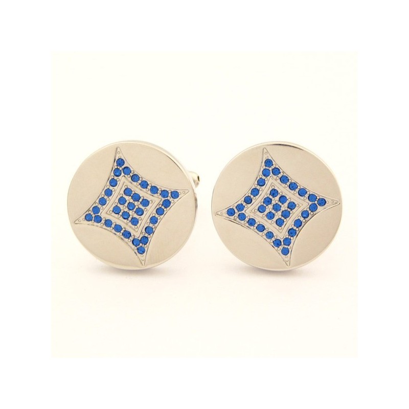 Runde Manschettenknöpfe Aus Titan Mit Blauen Diamanten Runde Manschettenknöpfe Aus Titan Mit Blauen Diamanten