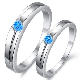 Ausgezeichnete Qualität Blau Platin Plating Titan Ring Für Liebhaber Mit Strass