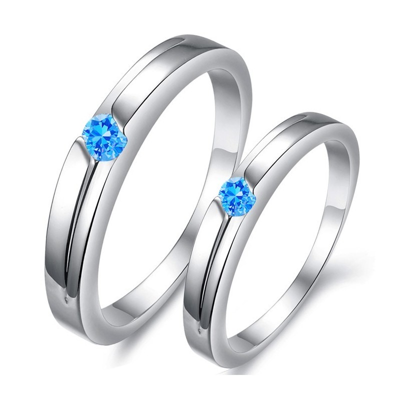 Ausgezeichnete Qualität Blau Platin Plating Titan Ring Für Liebhaber Mit Strass Ausgezeichnete Qualität Blau Platin Plating Titan Ring Für Liebhaber Mit Strass