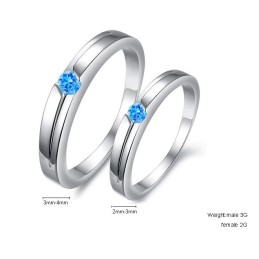 Ausgezeichnete Qualität Blau Platin Plating Titan Ring Für Liebhaber Mit Strass