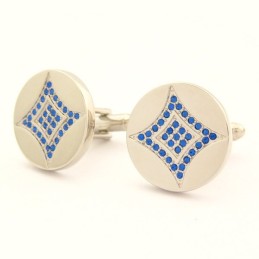 Runde Manschettenknöpfe Aus Titan Mit Blauen Diamanten