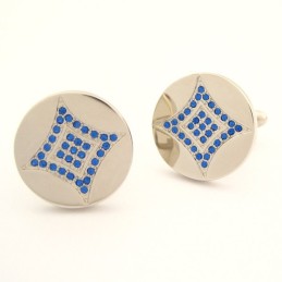 Runde Manschettenknöpfe Aus Titan Mit Blauen Diamanten