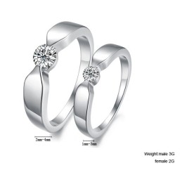 Hochwertiger Platinierter Titanring Für Verliebte Mit Strass