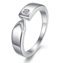 Hochwertiger Platinierter Titanring Für Verliebte Mit Strass