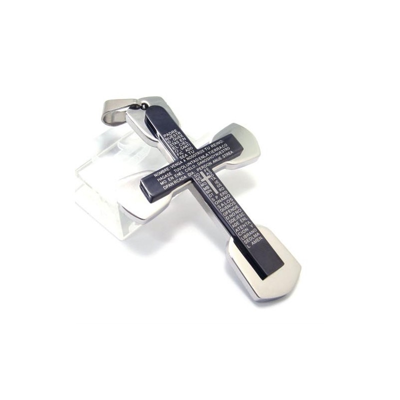 Modischer Herren-Anhänger Mit Bibelkreuz Aus Schwarzem Titan, Inklusive Kette Modischer Herren-Anhänger Mit Bibelkreuz Aus Schwarzem Titan, Inklusive Kette