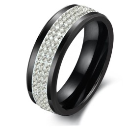 Hochwertiger Schwarzer Wolfram-Keramikring Mit Strass