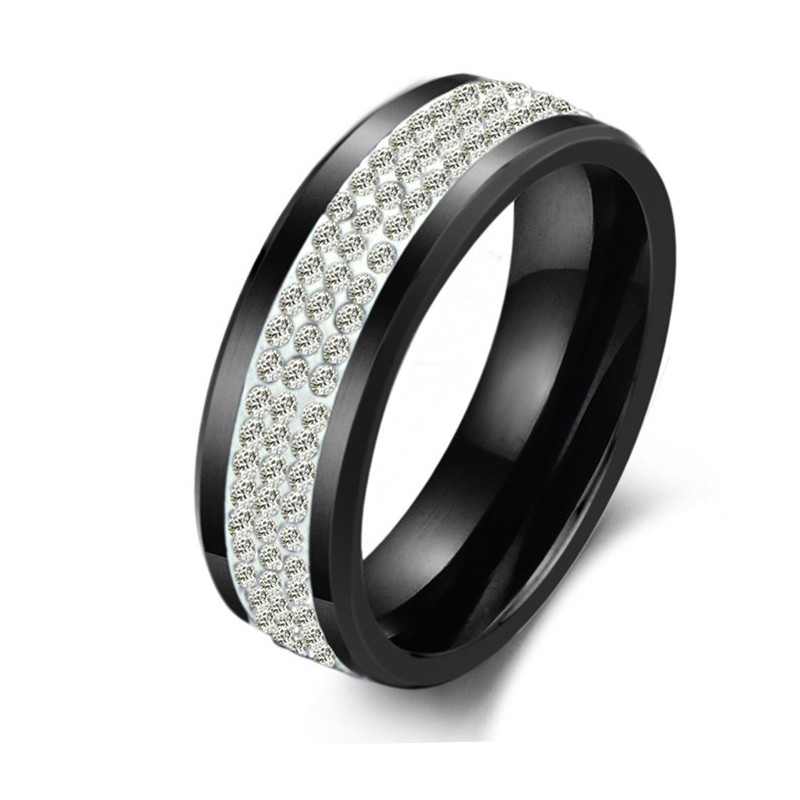 Hochwertiger Schwarzer Wolfram-Keramikring Mit Strass Hochwertiger Schwarzer Wolfram-Keramikring Mit Strass