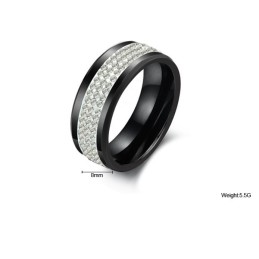 Hochwertiger Schwarzer Wolfram-Keramikring Mit Strass