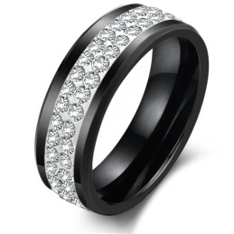 Zuverlässiger Performance-Ring Aus Schwarzem Wolfram-Keramik Mit Strass