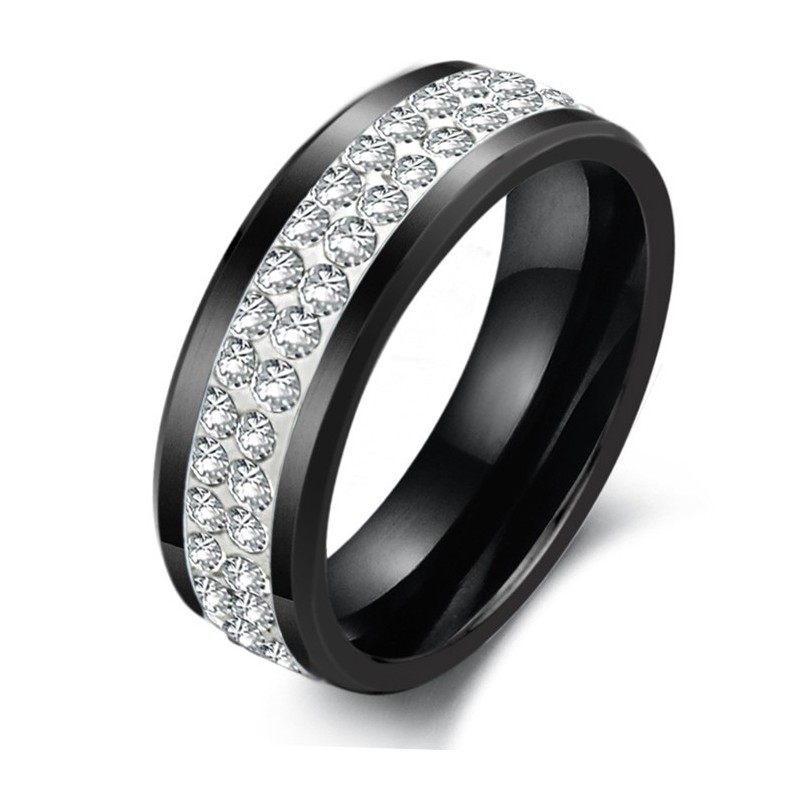 Zuverlässiger Performance-Ring Aus Schwarzem Wolfram-Keramik Mit Strass Zuverlässiger Performance-Ring Aus Schwarzem Wolfram-Keramik Mit Strass