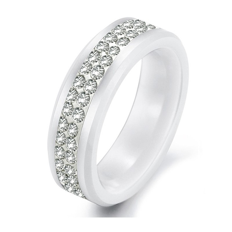 Hochwertiger Weißer Wolfram-Keramikring Mit Strass Hochwertiger Weißer Wolfram-Keramikring Mit Strass