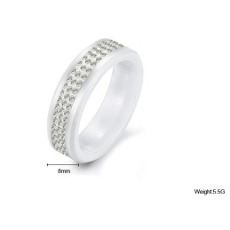 Hochwertiger Weißer Wolfram-Keramikring Mit Strass