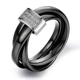 Weltweit Bekannter Schwarzer Wolfram-Keramikring Mit Strass
