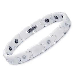 Qualität Und Quantität Gesichertes Weißes Wolfram-Keramik-Armband Mit Strass