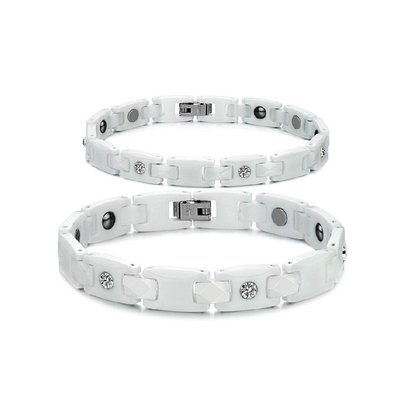 Hochwertiger Armreif Aus Weißer Wolframkeramik Für Verliebte Mit Strass Hochwertiger Armreif Aus Weißer Wolframkeramik Für Verliebte Mit Strass