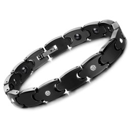 Hochwertiges Schwarzes Wolfram-Keramik-Armband Mit Strass