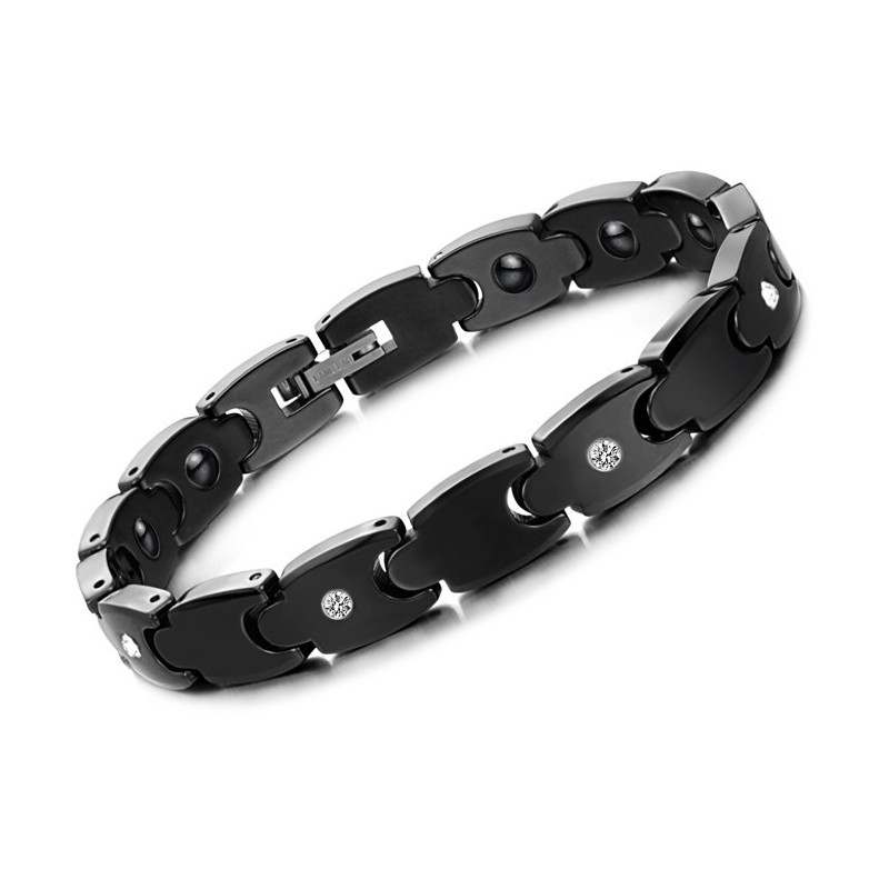 Hochwertiges Schwarzes Wolfram-Keramik-Armband Mit Strass Hochwertiges Schwarzes Wolfram-Keramik-Armband Mit Strass
