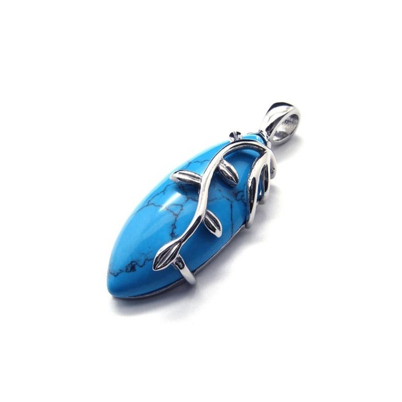 Modischer Blauer Karneol-Titan-Anhänger – Free Chian Modischer Blauer Karneol-Titan-Anhänger – Free Chian