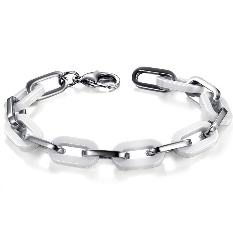 Hochwertiges Damenarmband Aus Weißem Wolfram Und Keramik Hochwertiges Damenarmband Aus Weißem Wolfram Und Keramik