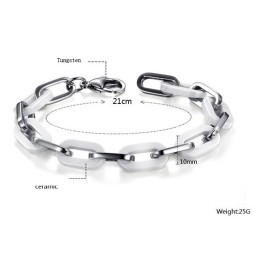 Hochwertiges Damenarmband Aus Weißem Wolfram Und Keramik