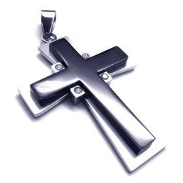 Neuer Stil Schwarzer Kreuz Titan Anhänger - Free Chian
