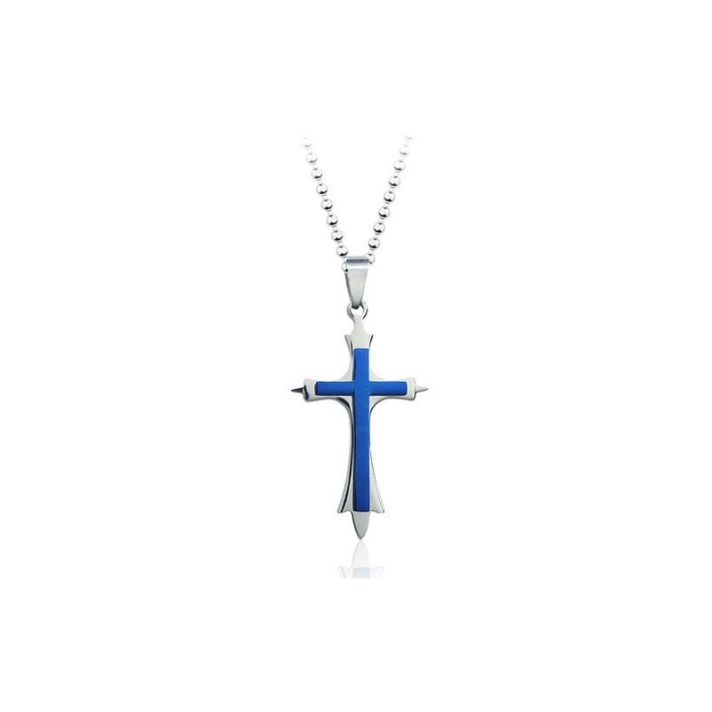 Stilvoller Blauer Titan-Kreuzanhänger Für Herren – Inklusive Kette Stilvoller Blauer Titan-Kreuzanhänger Für Herren – Inklusive Kette