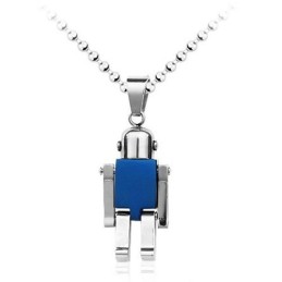 Niedlicher Blauer Roboter-Anhänger Aus Titan Für Herren – Inklusive Kette
