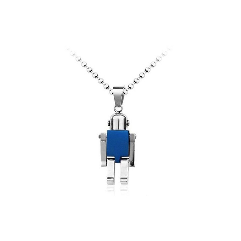 Niedlicher Blauer Roboter-Anhänger Aus Titan Für Herren – Inklusive Kette Niedlicher Blauer Roboter-Anhänger Aus Titan Für Herren – Inklusive Kette