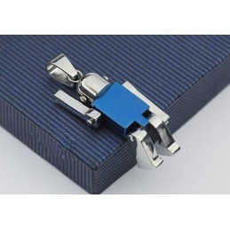 Niedlicher Blauer Roboter-Anhänger Aus Titan Für Herren – Inklusive Kette