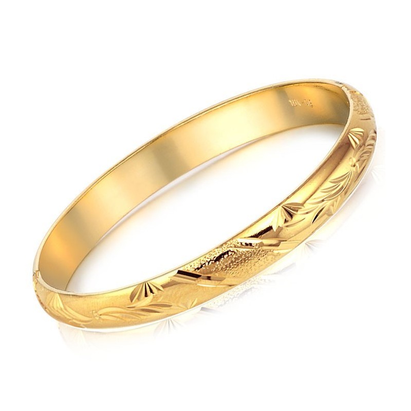 Hochwertiger Armreif Mit Blumenmuster Für Damen, 18 Karat Vergoldet Hochwertiger Armreif Mit Blumenmuster Für Damen, 18 Karat Vergoldet
