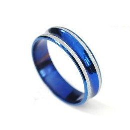 Schlichter Blauer Ringförmiger Titan-Anhänger Für Herren – Kostenlose Kette