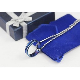 Schlichter Blauer Ringförmiger Titan-Anhänger Für Herren – Kostenlose Kette