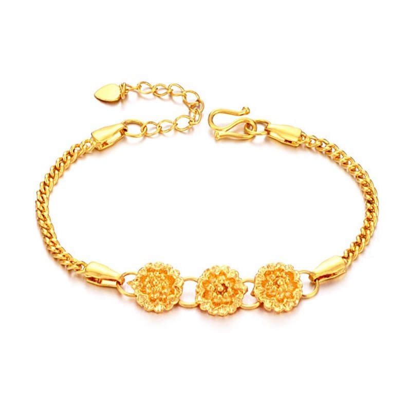 Stabiles, Hochwertiges, Weibliches Armband In Blütenform, 18 Karat Vergoldet Stabiles, Hochwertiges, Weibliches Armband In Blütenform, 18 Karat Vergoldet