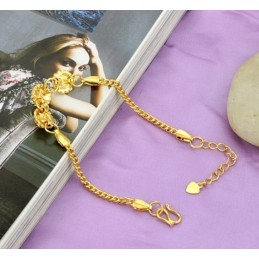 Stabiles, Hochwertiges, Weibliches Armband In Blütenform, 18 Karat Vergoldet