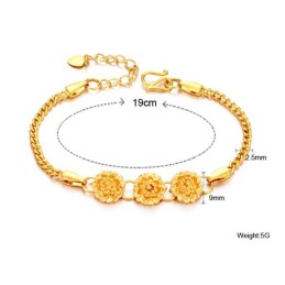 Stabiles, Hochwertiges, Weibliches Armband In Blütenform, 18 Karat Vergoldet
