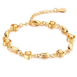 Die Königin Der Qualität, Weibliches Armband In Apfelform, 18 Karat Vergoldet